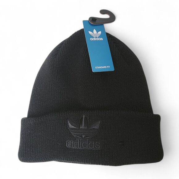adidas Other - Adidas Beanie Mens OS Black Trefoil Cuffed Hat Winter Outdoor Ski Activewear NWT